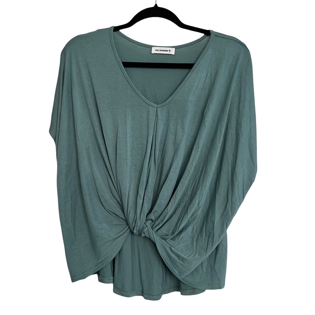 EeSome Green Knotted Shortsleeve Top Small